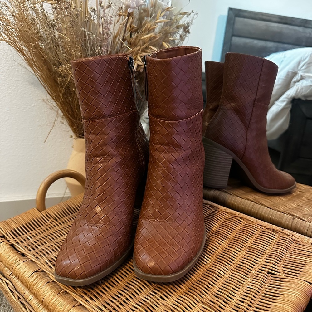 Target Brown Textured Ankle Booties
